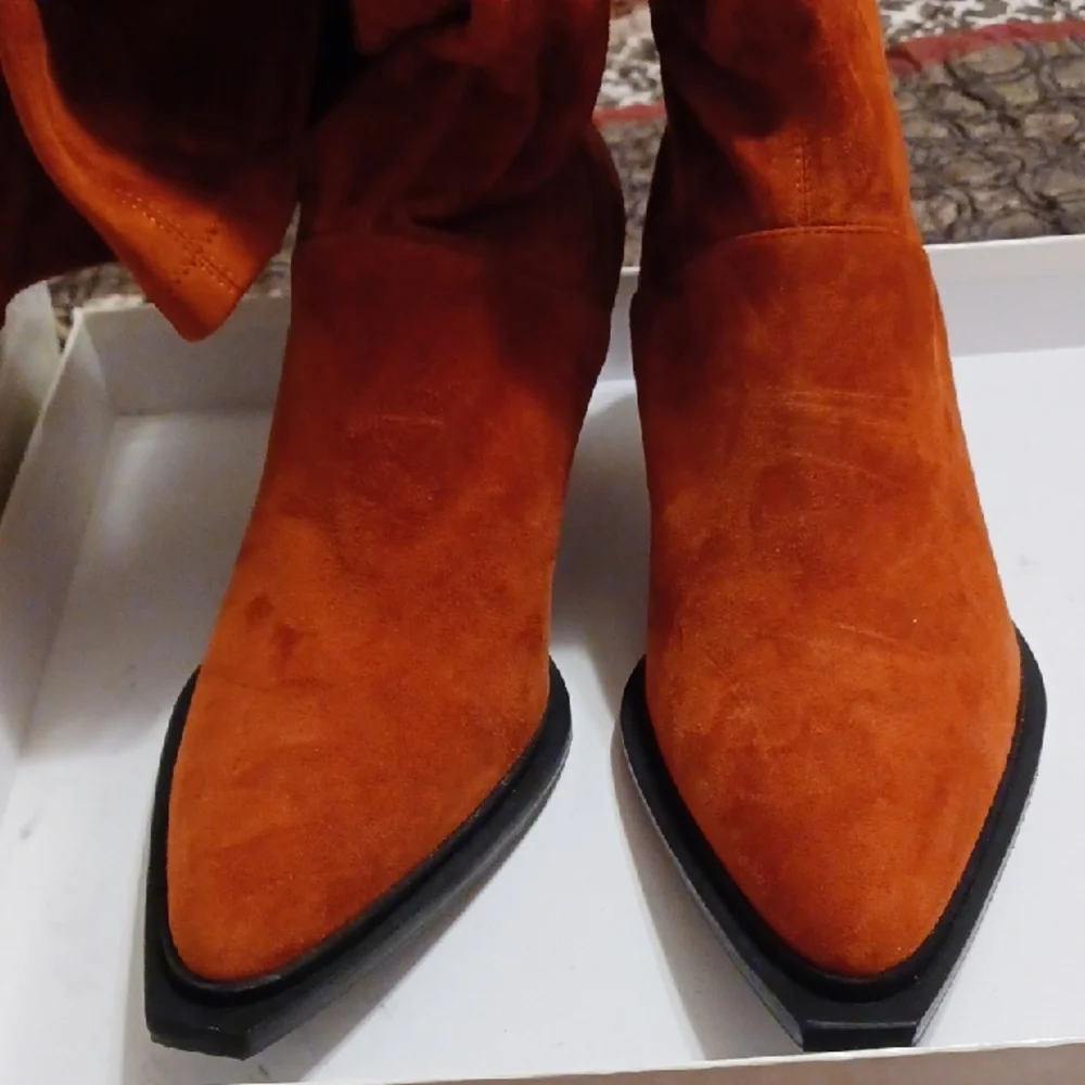 Marina Rinaldi Orange Suede Ankle Boots - Picture 6 of 15